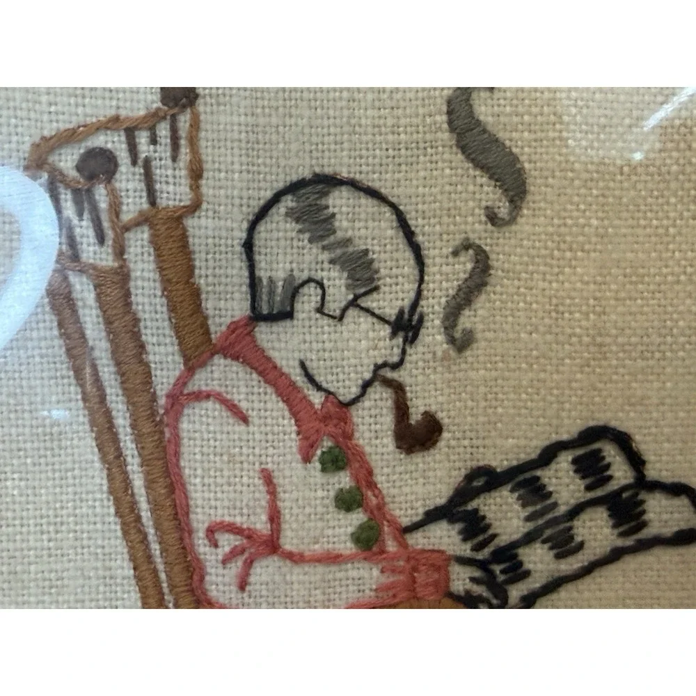 Vintage Retirement Cross Stitch Framed Sampler Twice As Much Husband Kitsch 18